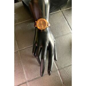 Nine West Rose Gold Tone NW1319 Genuine Leather strap watch, AS IS condition